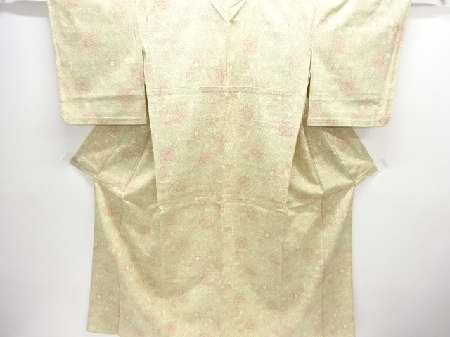 JAPANESE KIMONO / ANTIQUE FLORAL PATTERN WOVEN- HON-SHIOZEHITOE KIMONO